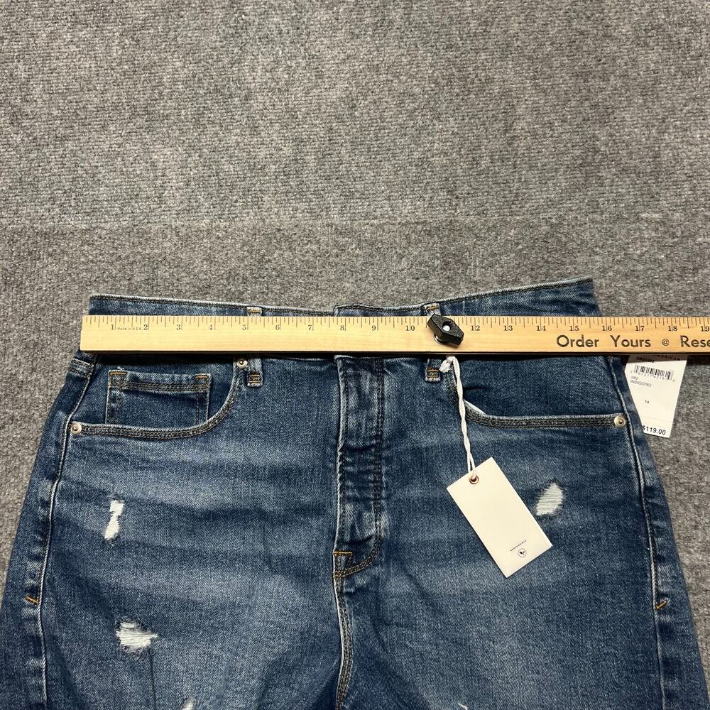 Good American Bombshell Shorts Womens 14/32 Blue Distressed Raw Hem NEW - Picture 8 of 11